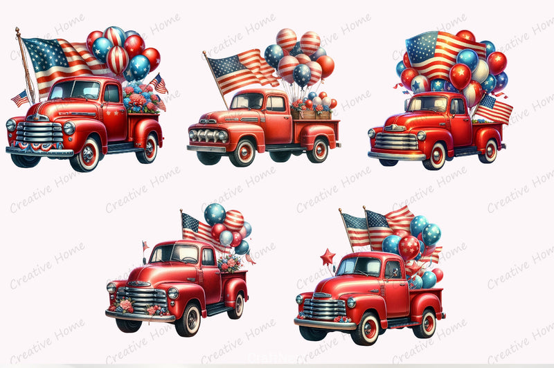 Memorial Day Car Parade Clipart Bundle - CraftNest - Digital Crafting and Art