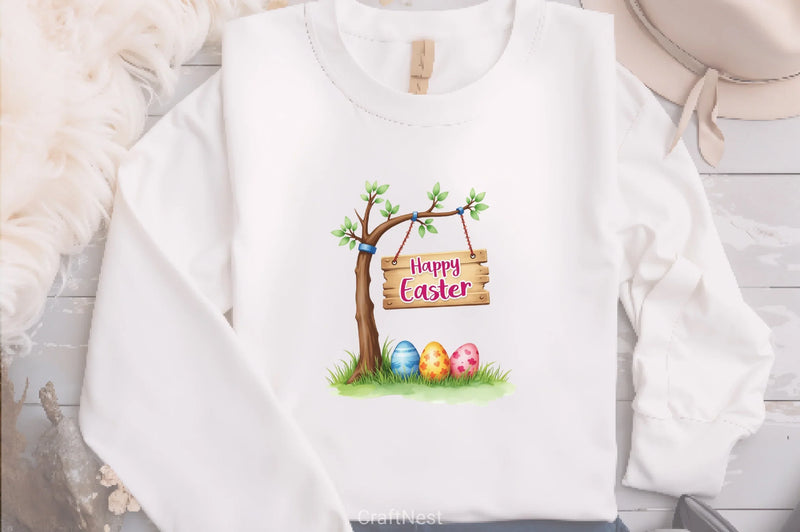 Happy Easter Sign & Eggs Clipart Bundle - CraftNest - Digital Crafting and Art