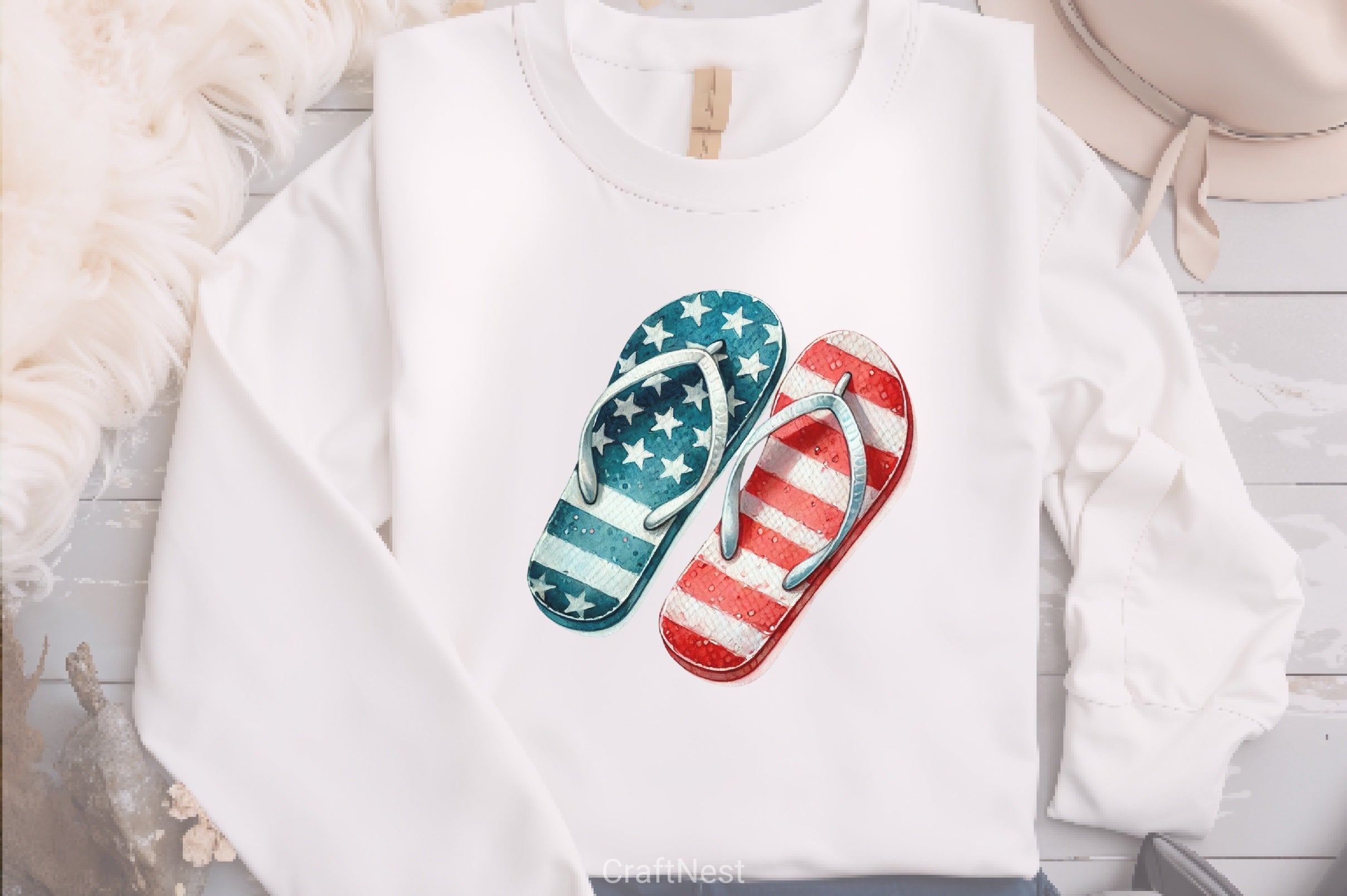 4th of July Flip Flops Clipart Bundle - CraftNest - Digital Crafting and Art