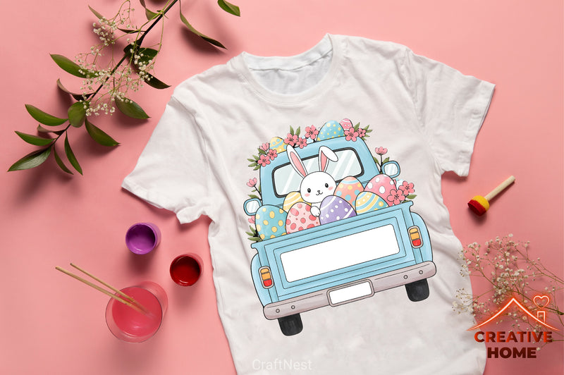 Easter Truck Monogram Clipart Bundle 1 - CraftNest - Digital Crafting and Art