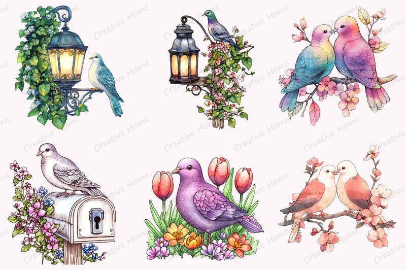 Spring Doves Clipart Bundle - CraftNest - Digital Crafting and Art