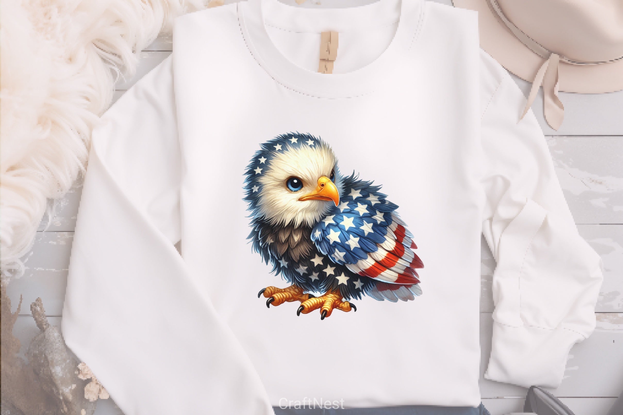 Cute Baby Bald Eagle 4th July Clipart Bundle - CraftNest - Digital Crafting and Art