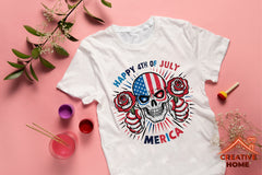 Patriotic Skull with Roses Clipart Bundle - CraftNest - Digital Crafting and Art