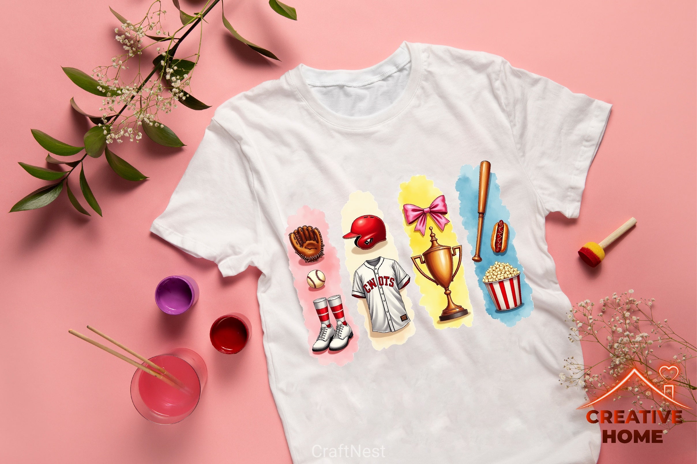 Baseball College Brushstrokes Clipart Bundle  2 - CraftNest - Digital Crafting and Art