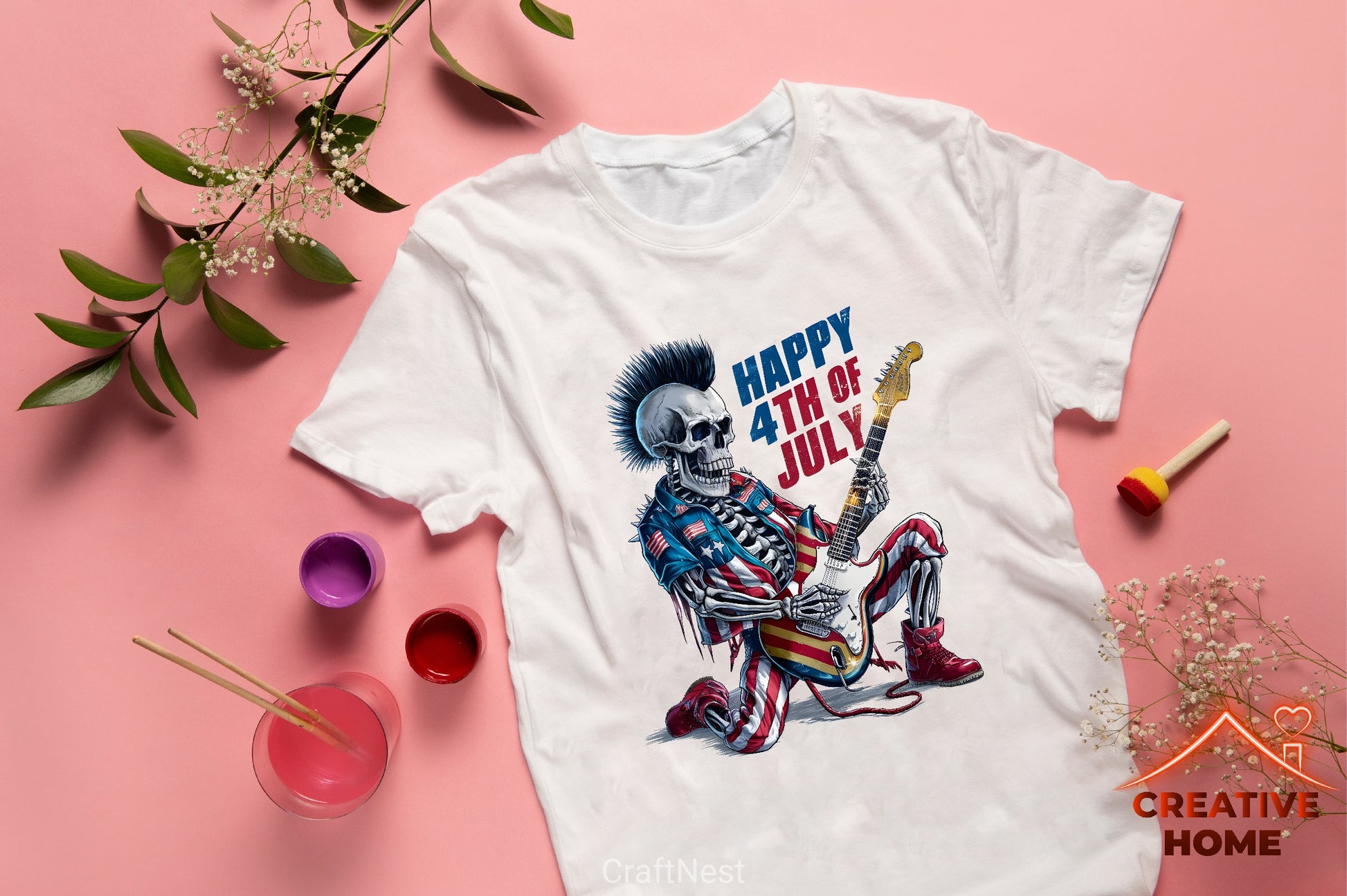 Patriotic Punk Skeleton Guitar Clipart Bundle - CraftNest - Digital Crafting and Art