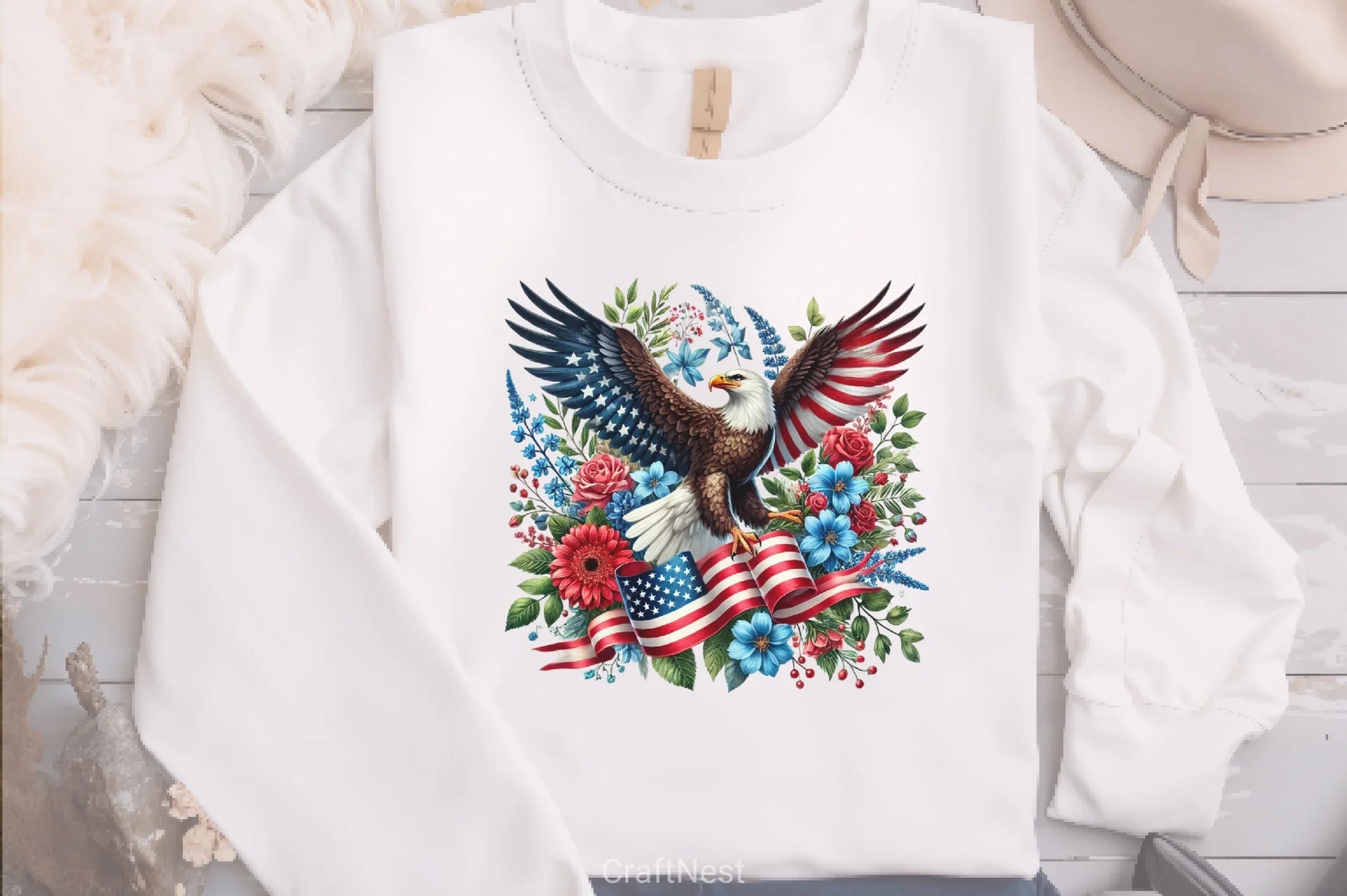 Patriotic Flag Flowers Clipart Bundle - CraftNest - Digital Crafting and Art