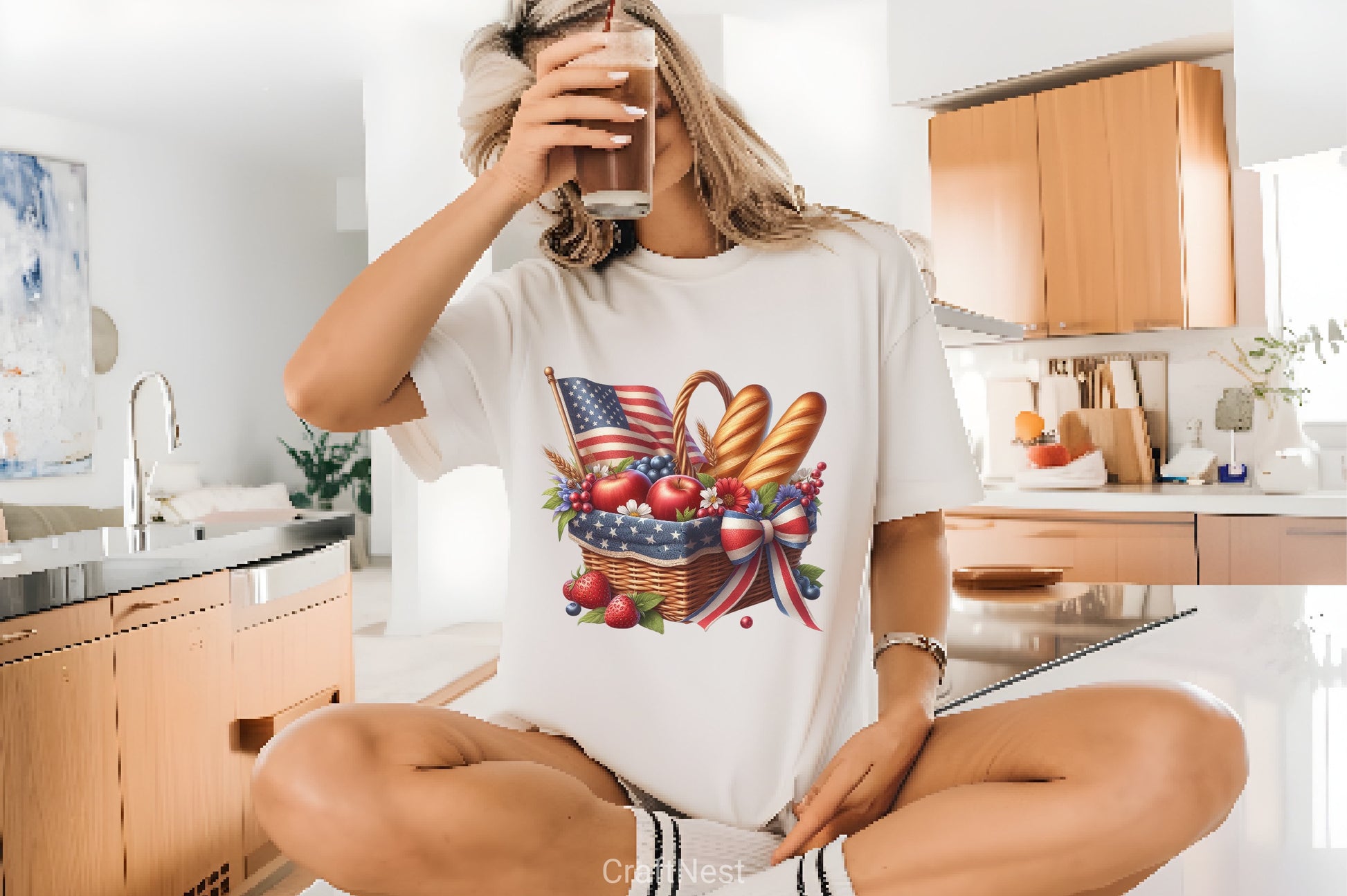 Patriotic Flowers Basket Flag Clipart Bundle - CraftNest - Digital Crafting and Art