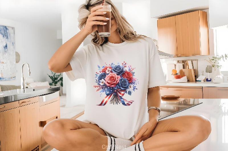 American Flag Flower Bouquet Clipart Bundle - CraftNest - Digital Crafting and Art