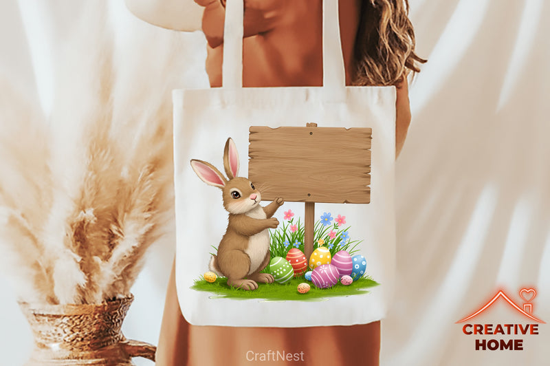 Easter Bunny Sign Board Clipart Bundle - CraftNest - Digital Crafting and Art