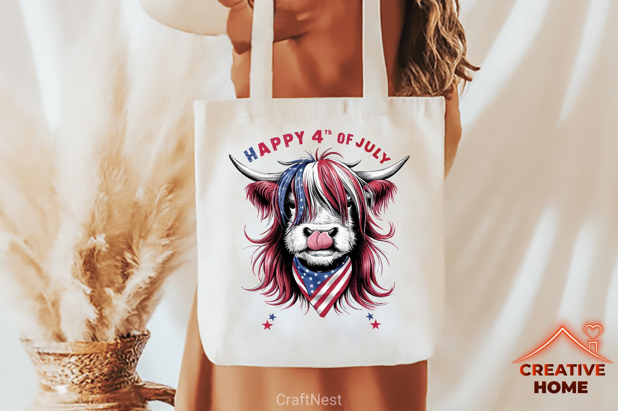 Patriotic Highland Cow Clipart Bundle 2 - CraftNest - Digital Crafting and Art