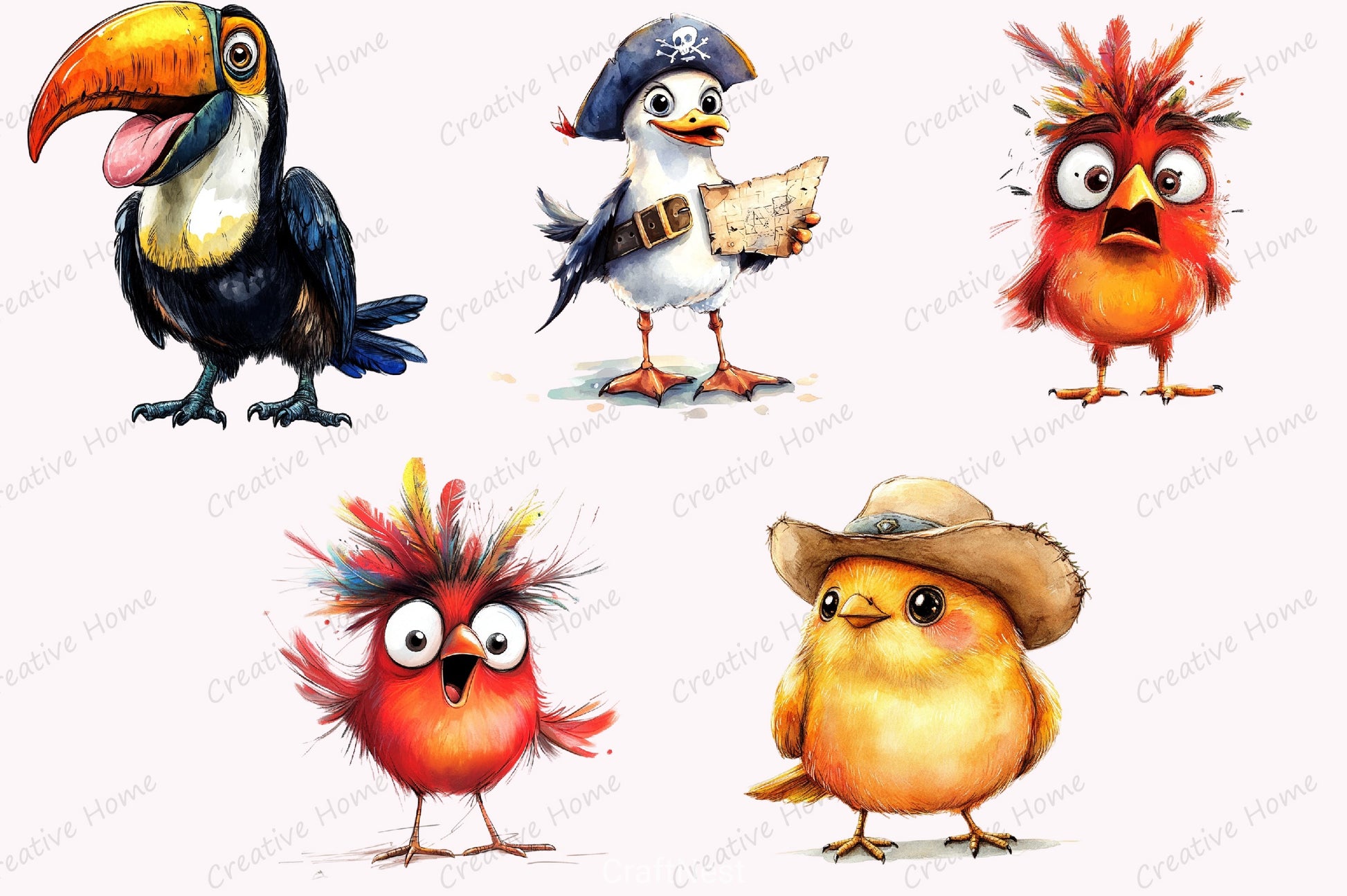 Funny Birds Clipart Bundle 13 - CraftNest - Digital Crafting and Art