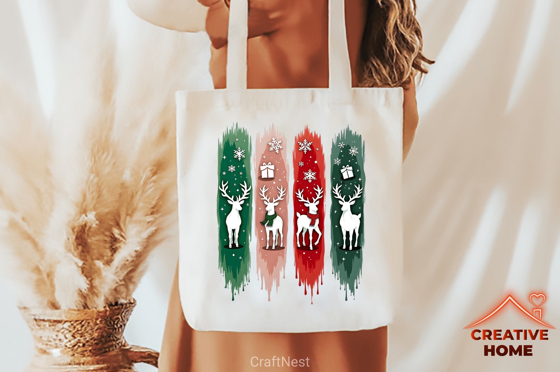 Christmas Reindeer Brushstrokes Clipart Bundle - CraftNest - Digital Crafting and Art