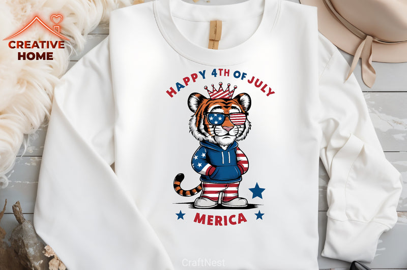 Patriotic Tiger Clipart Bundle - CraftNest - Digital Crafting and Art