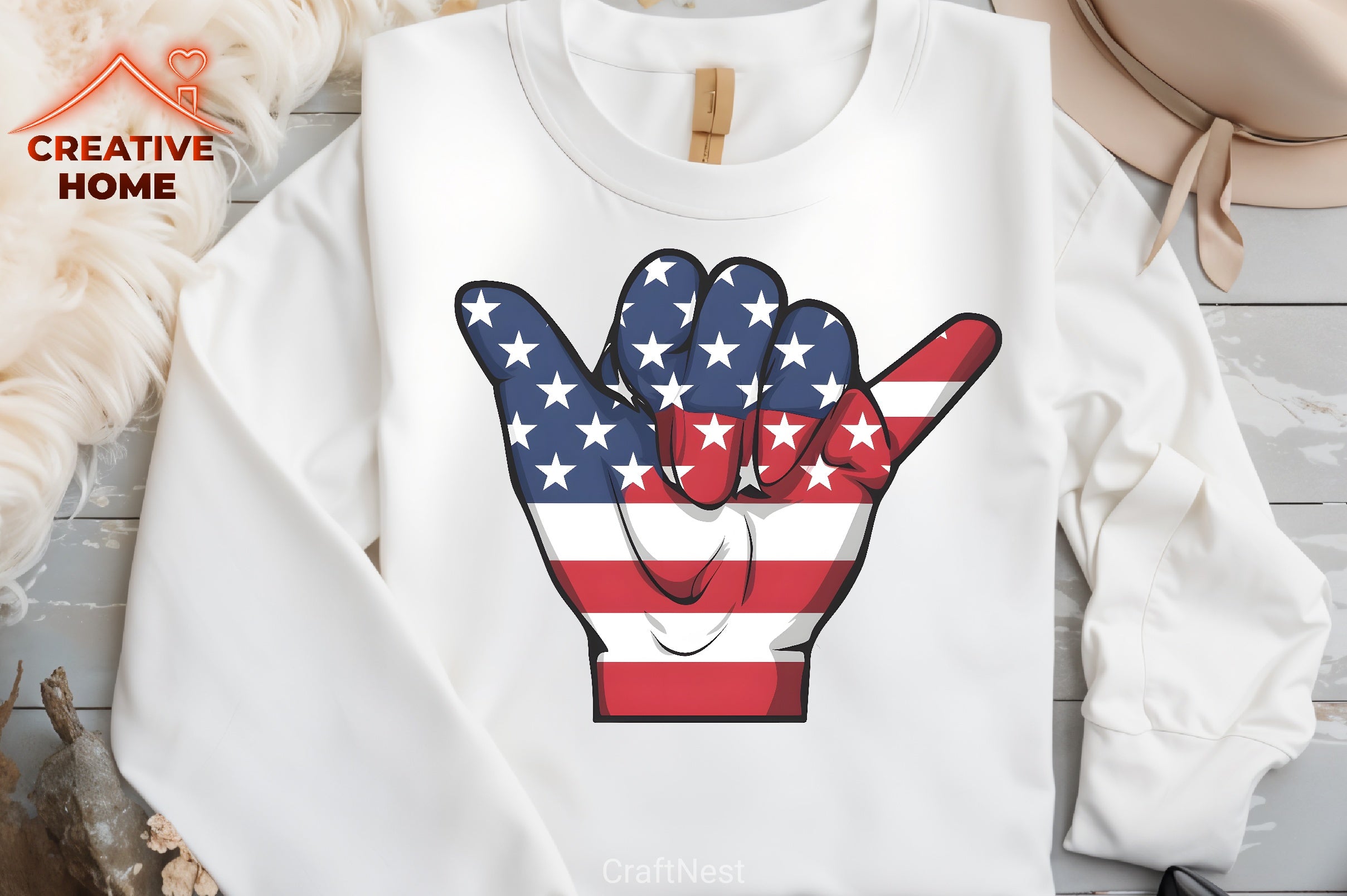Patriotic Shaka Hand Sign Clipart Bundle - CraftNest - Digital Crafting and Art