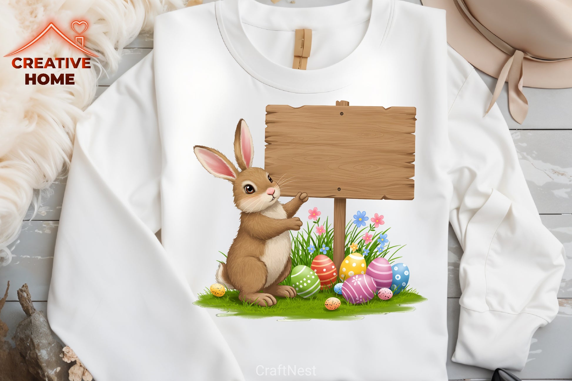 Easter Bunny Sign Board Clipart Bundle - CraftNest - Digital Crafting and Art