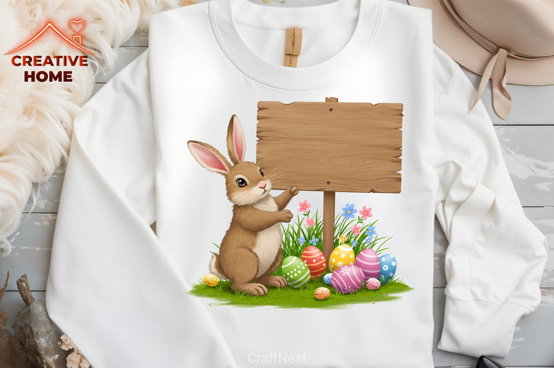 Easter Bunny Sign Board Clipart Bundle - CraftNest - Digital Crafting and Art