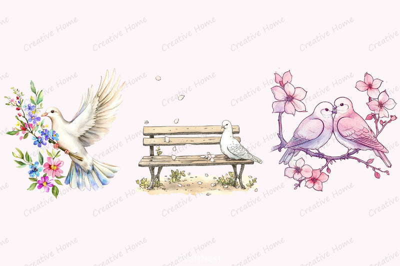 Spring Doves Clipart Bundle - CraftNest - Digital Crafting and Art