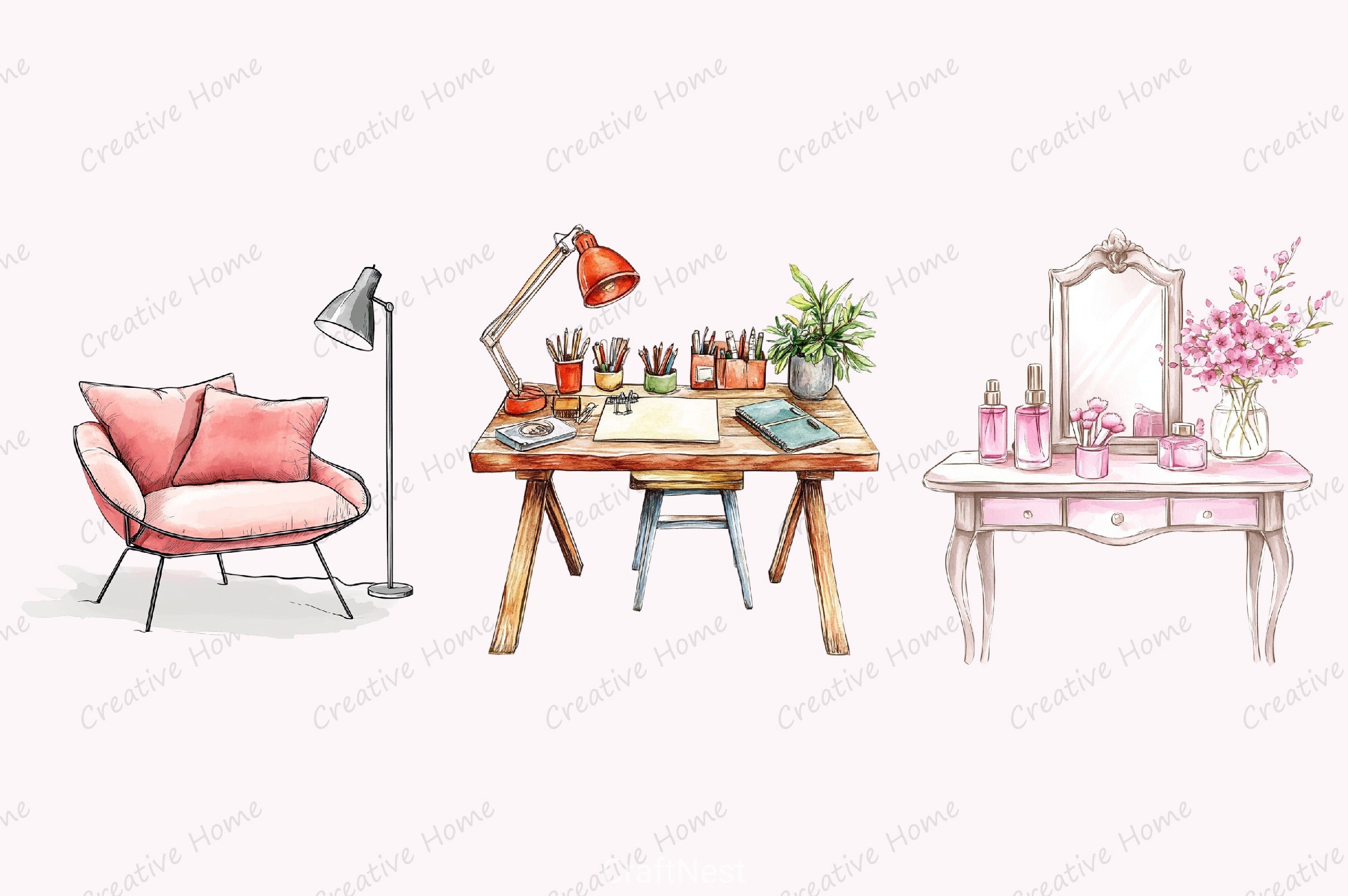 Home Furniture Clipart Bundle 3 - CraftNest - Digital Crafting and Art