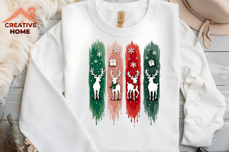 Christmas Reindeer Brushstrokes Clipart Bundle - CraftNest - Digital Crafting and Art