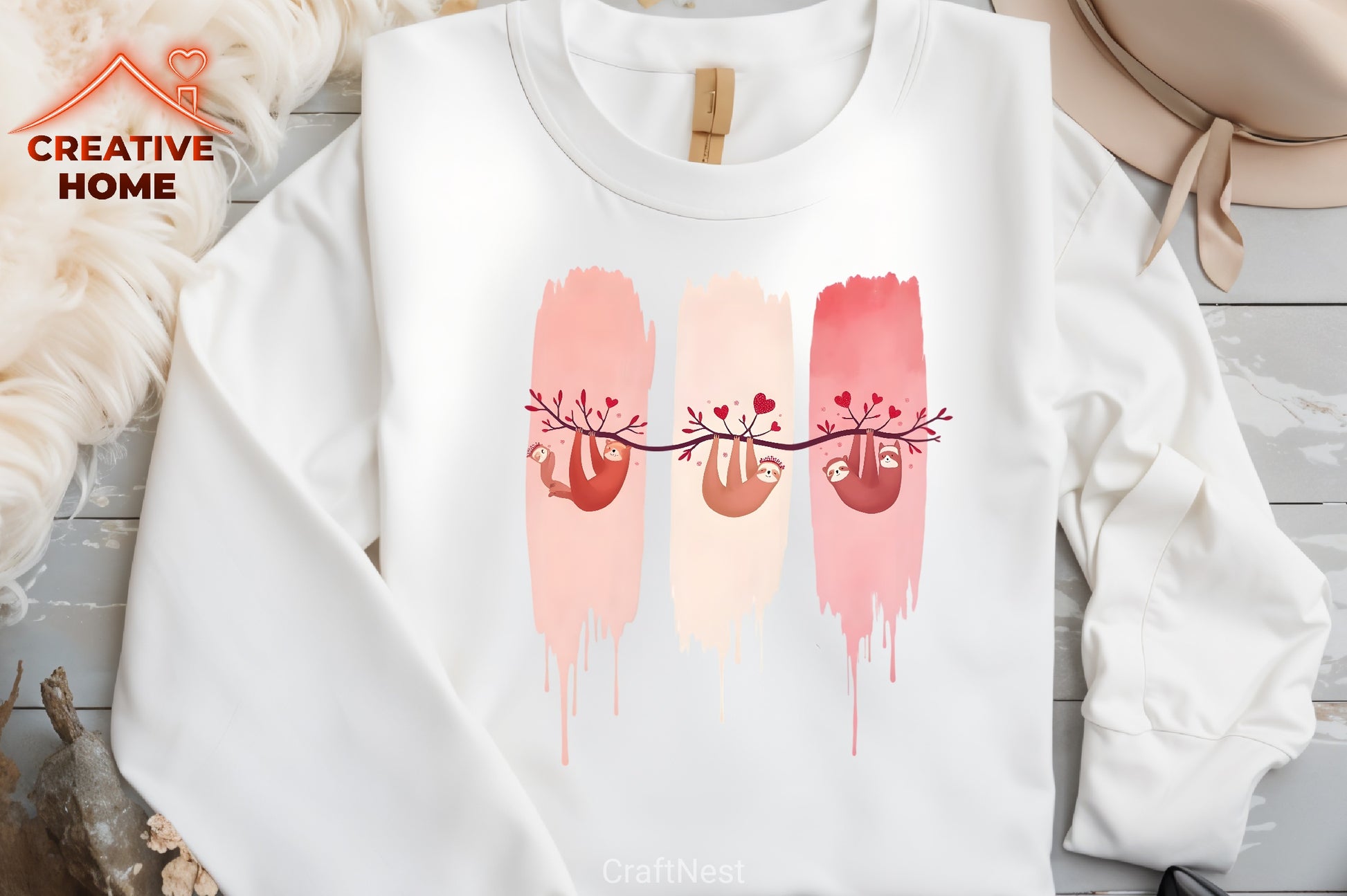 Cute Sloths Valentine's Reindeer Clipart Bundle - CraftNest - Digital Crafting and Art