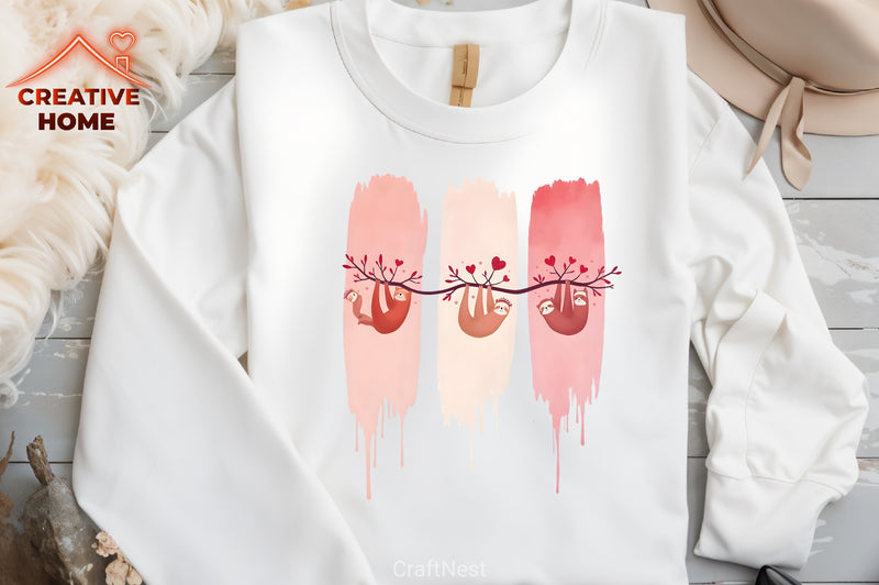 Cute Sloths Valentine's Reindeer Clipart Bundle - CraftNest - Digital Crafting and Art