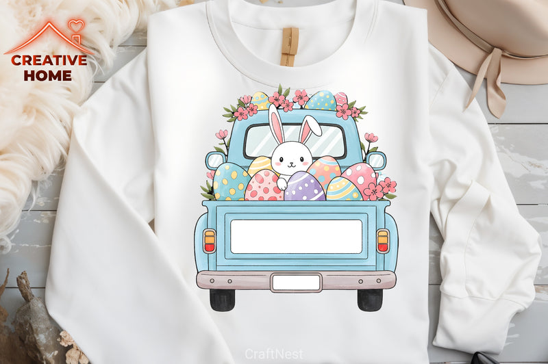 Easter Truck Monogram Clipart Bundle 1 - CraftNest - Digital Crafting and Art