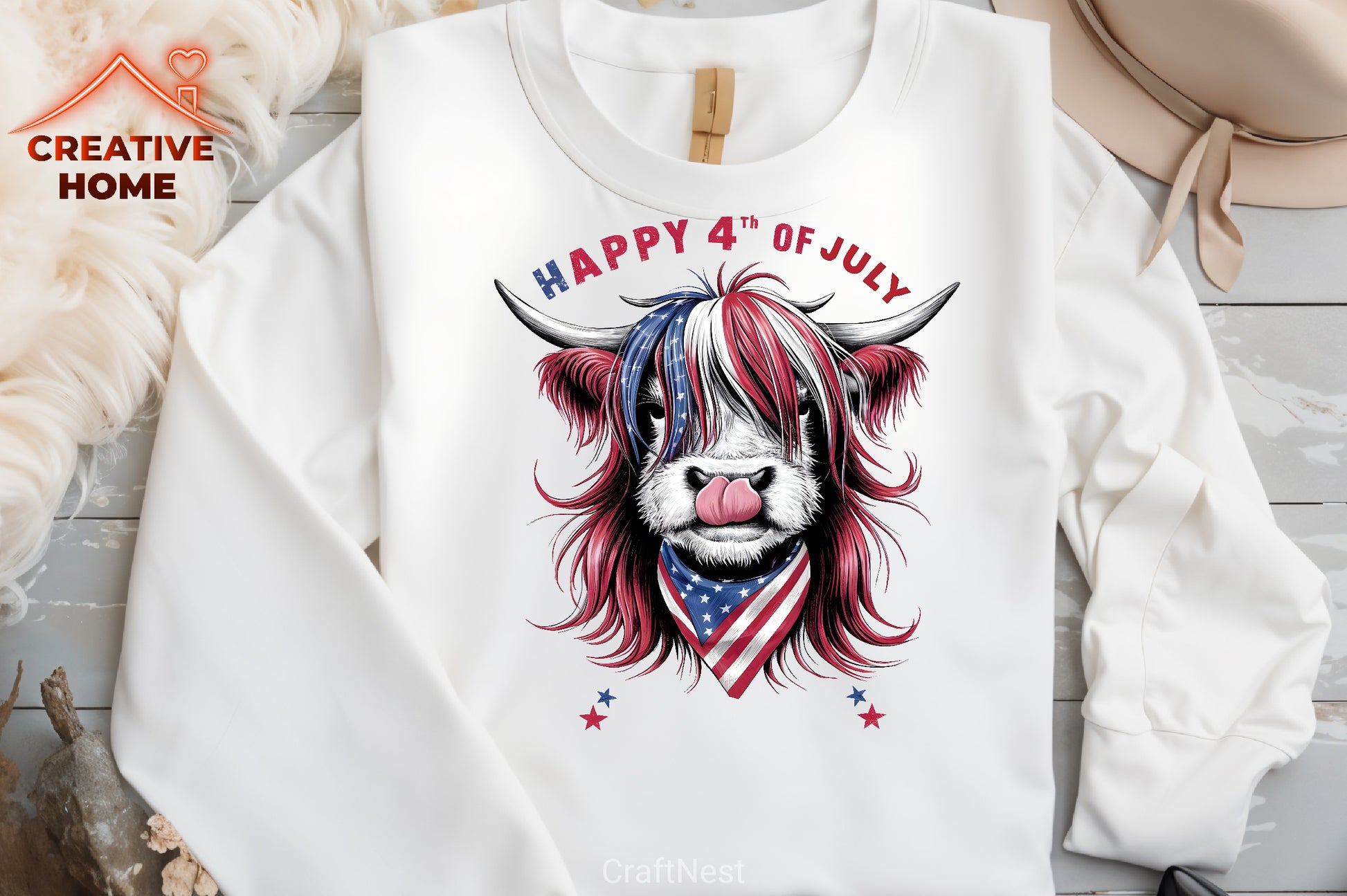 Patriotic Highland Cow Clipart Bundle 2 - CraftNest - Digital Crafting and Art