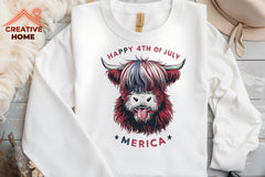 Patriotic Highland Cow Clipart Bundle 6 - CraftNest - Digital Crafting and Art