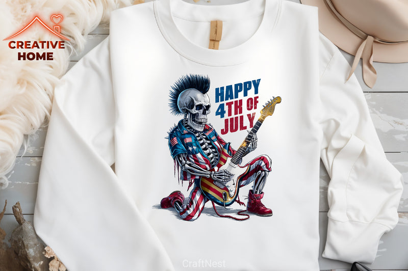 Patriotic Punk Skeleton Guitar Clipart Bundle - CraftNest - Digital Crafting and Art