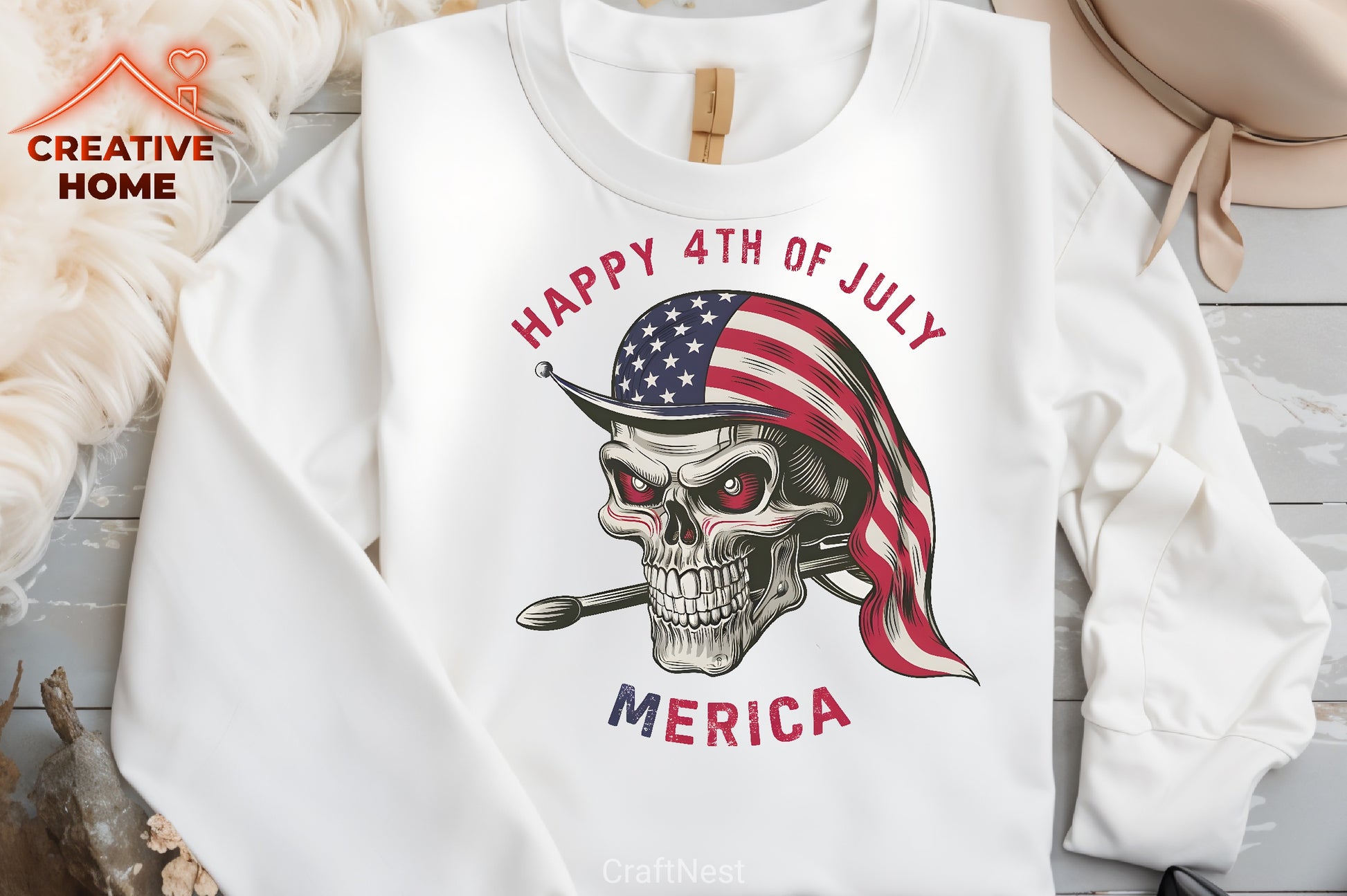 Patriotic Skull Flag Clipart Bundle - CraftNest - Digital Crafting and Art