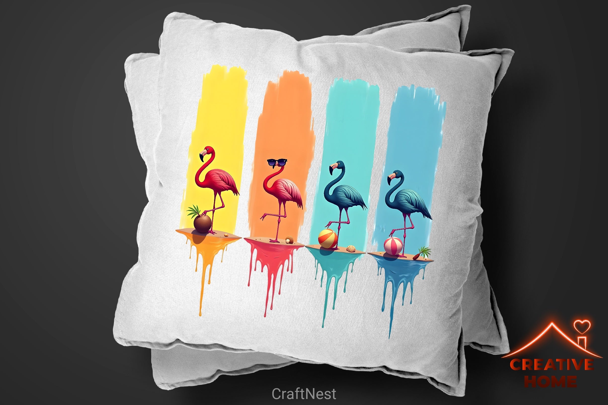 Summer Solstice Flamingos Clipart Bundle - CraftNest - Digital Crafting and Art