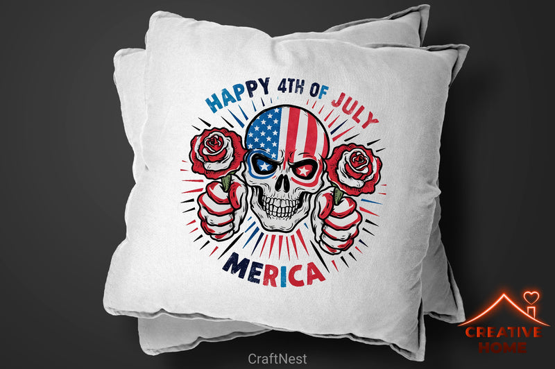 Patriotic Skull with Roses Clipart Bundle - CraftNest - Digital Crafting and Art