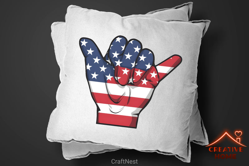 Patriotic Shaka Hand Sign Clipart Bundle - CraftNest - Digital Crafting and Art