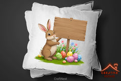 Easter Bunny Sign Board Clipart Bundle - CraftNest - Digital Crafting and Art