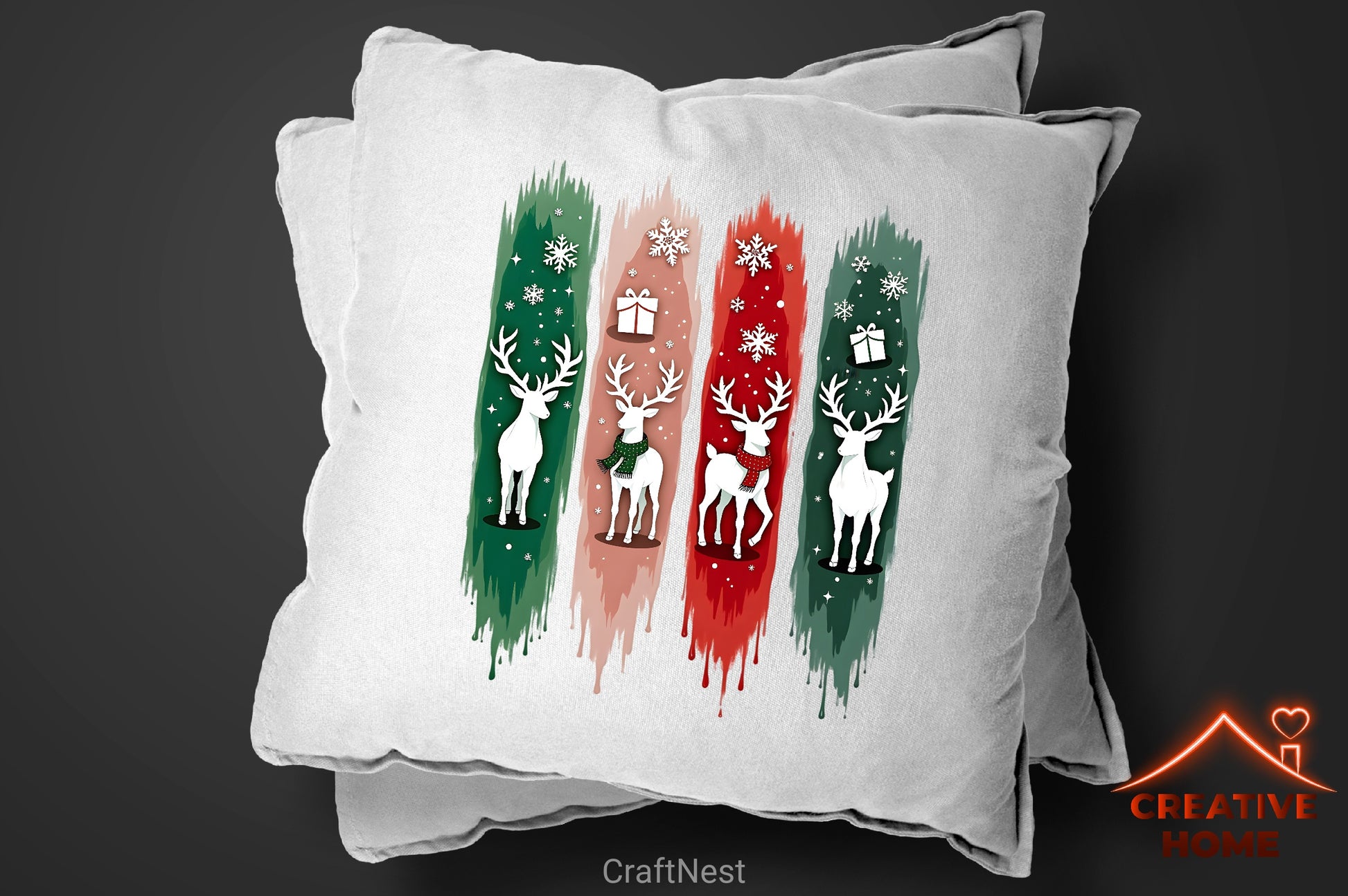 Christmas Reindeer Brushstrokes Clipart Bundle - CraftNest - Digital Crafting and Art