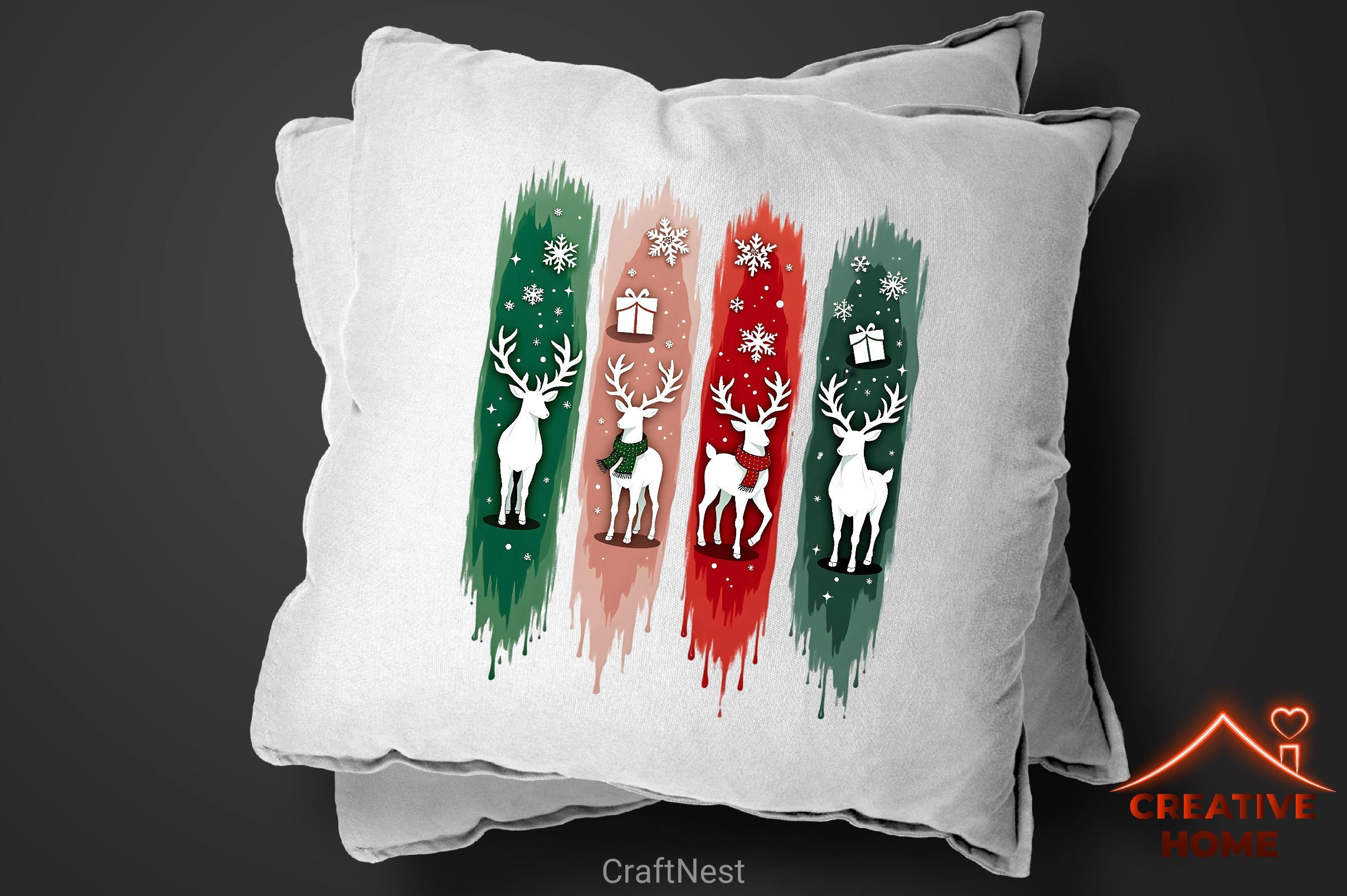 Christmas Reindeer Brushstrokes Clipart Bundle - CraftNest - Digital Crafting and Art