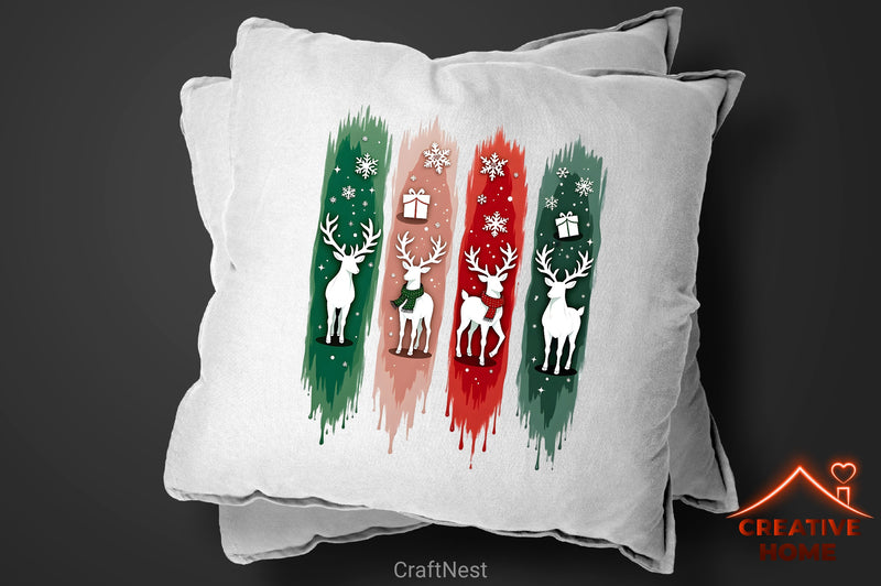 Christmas Reindeer Brushstrokes Clipart Bundle - CraftNest - Digital Crafting and Art