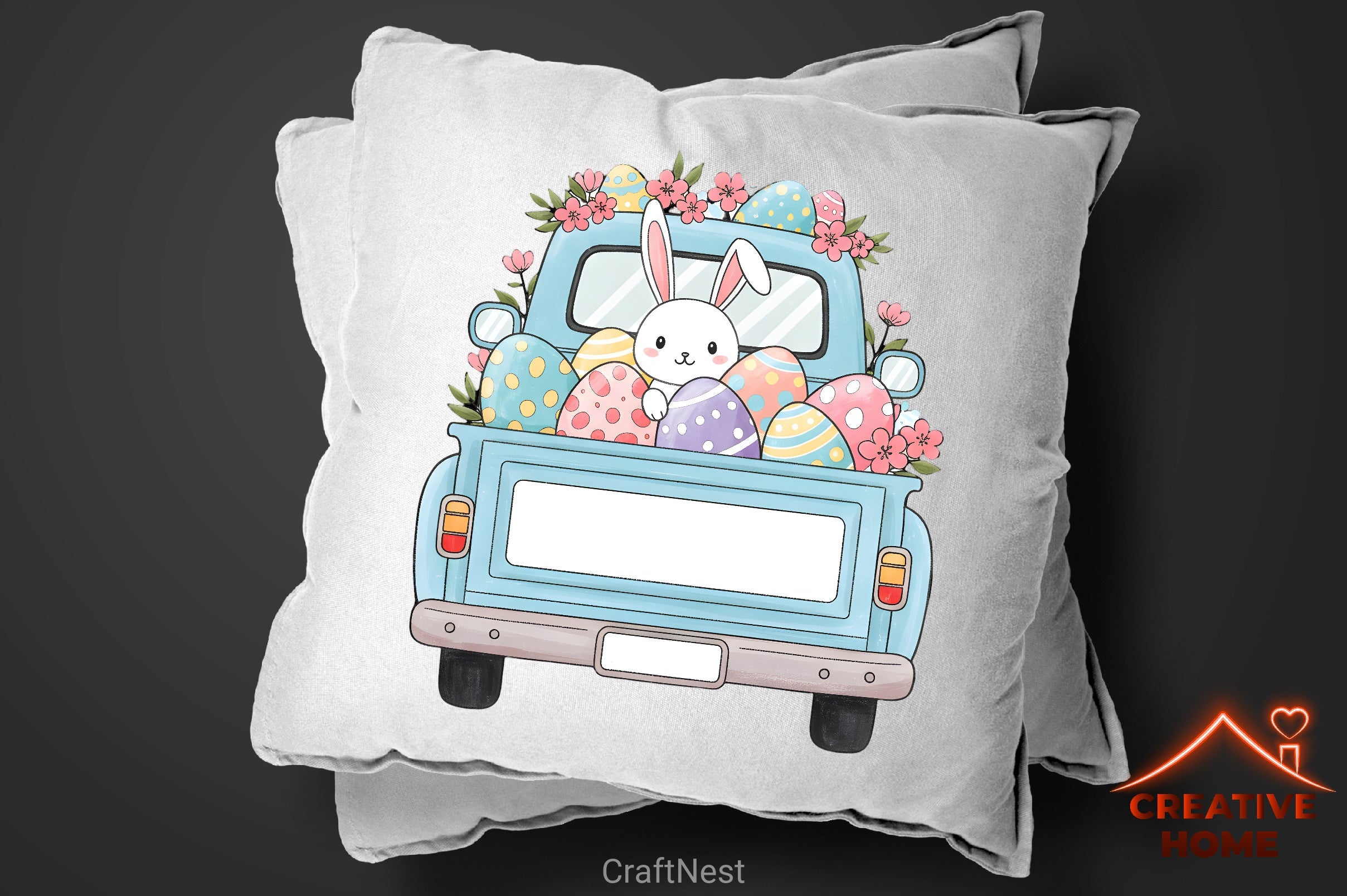 Easter Truck Monogram Clipart Bundle 1 - CraftNest - Digital Crafting and Art