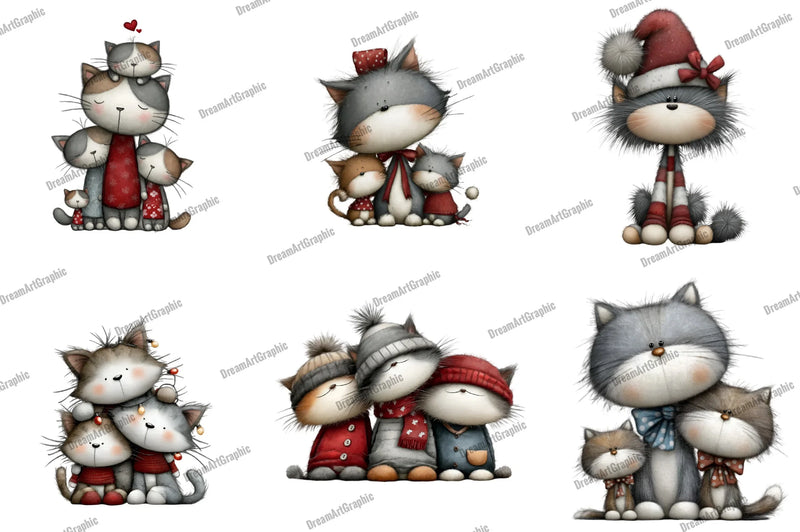 Merry Cat Mama Clipart Bundle - CraftNest - Digital Crafting and Art