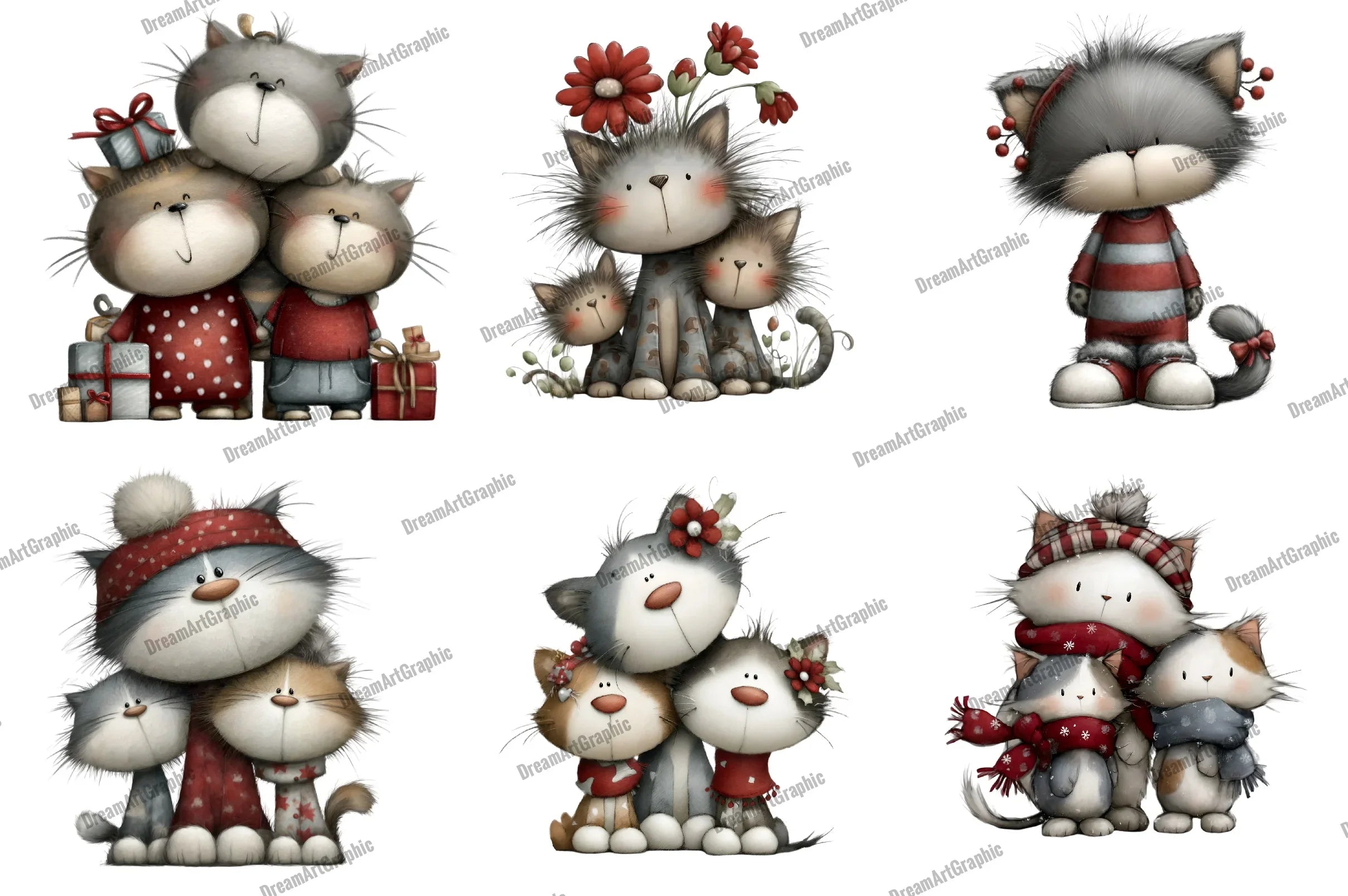Merry Cat Mama Clipart Bundle - CraftNest - Digital Crafting and Art