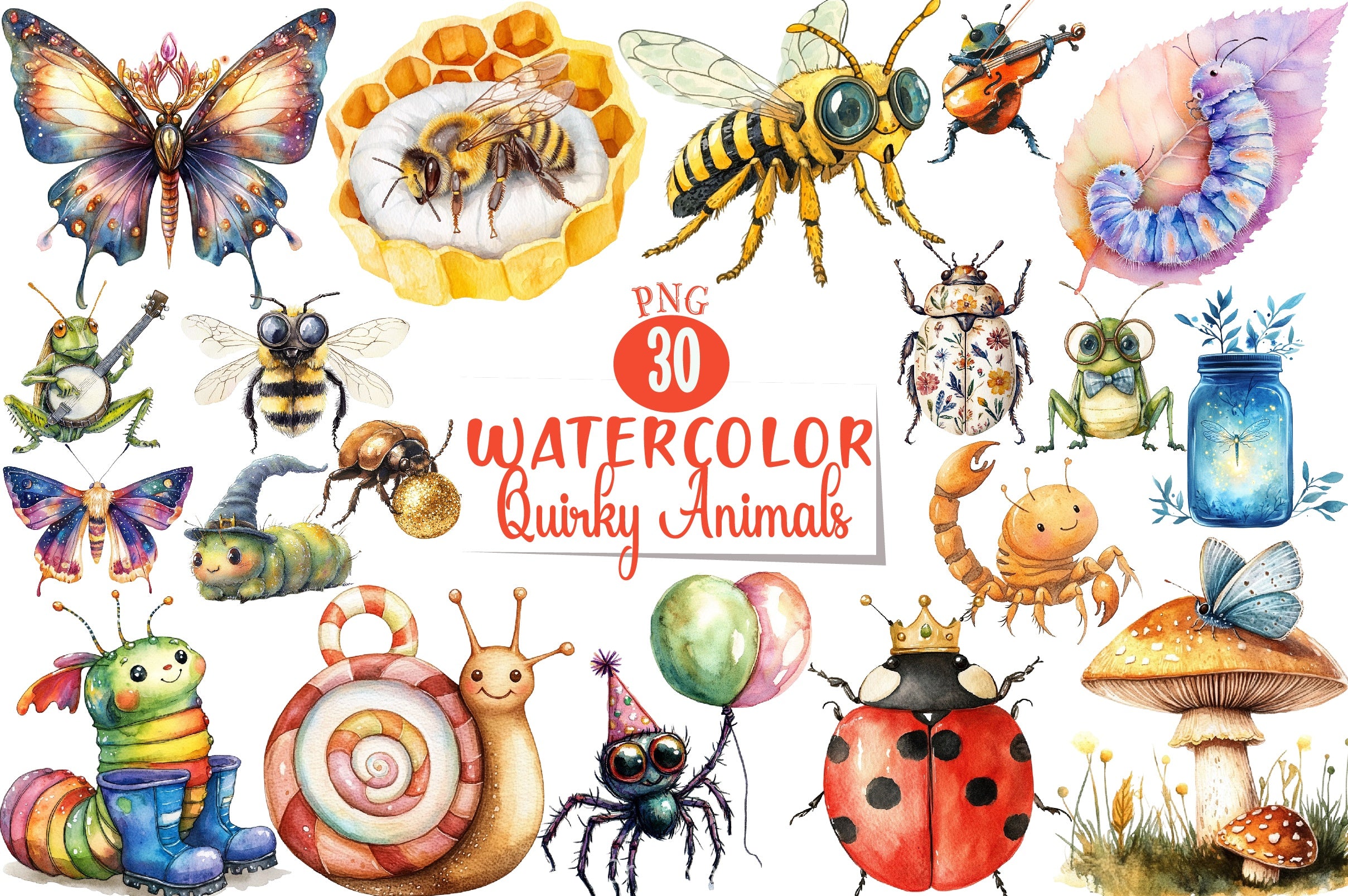 Quirky Insects & Animals Clipart Bundle - CraftNest - Digital Crafting and Art