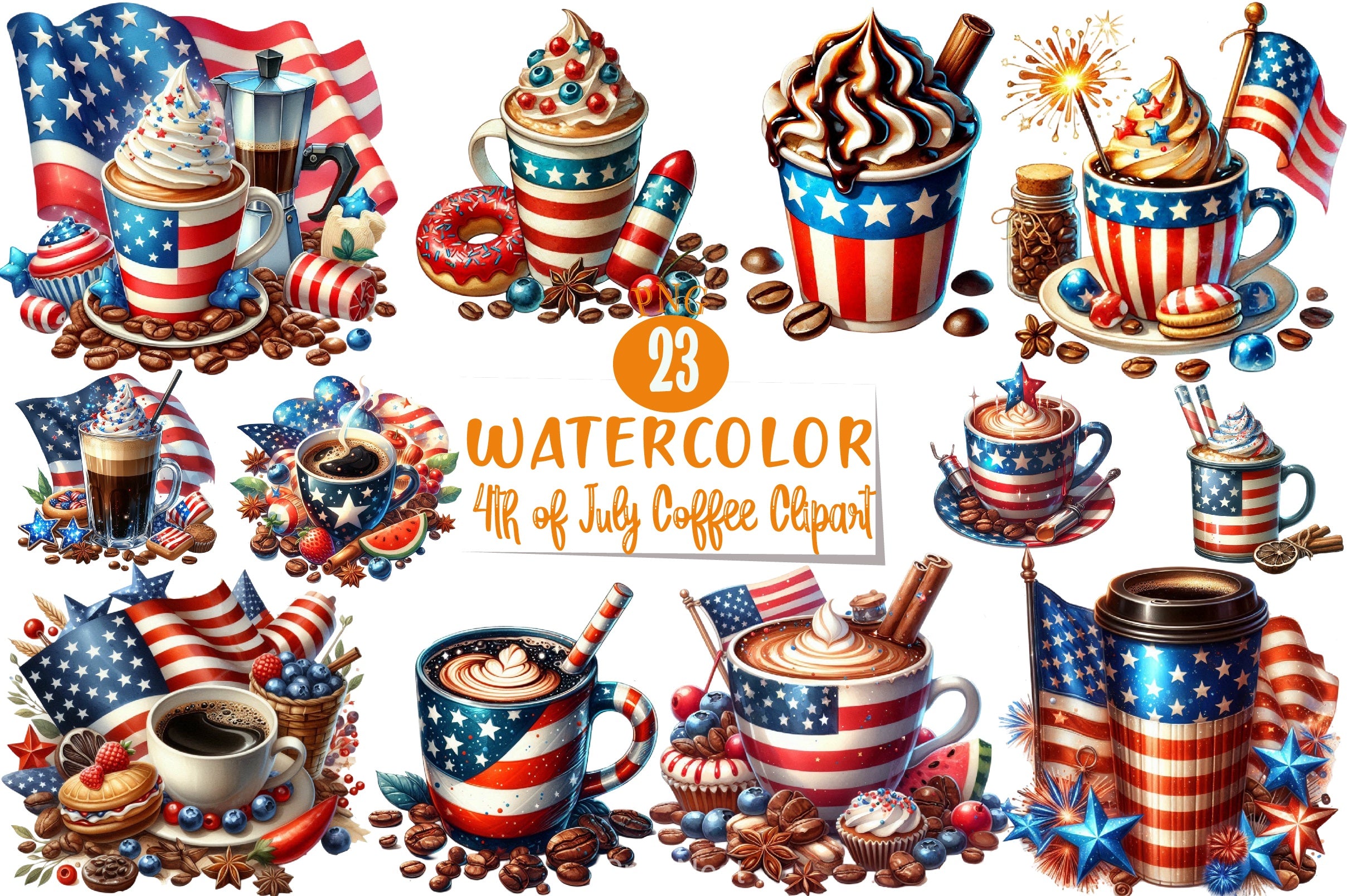 4th of July Coffee Clipart Bundle - CraftNest - Digital Crafting and Art