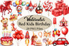 Red Kids Birthday Clipart Bundle