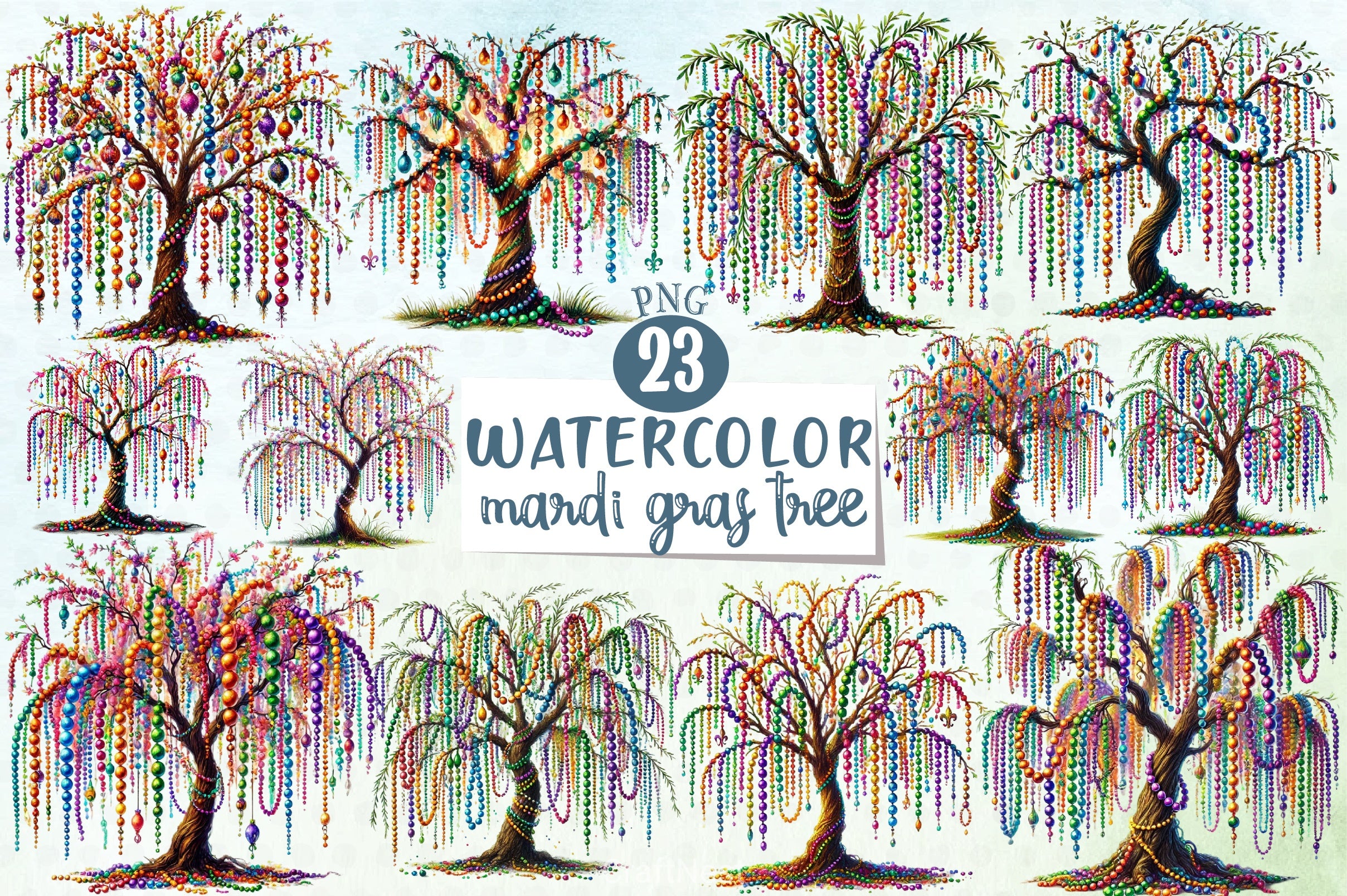 Mardi Gras Tree Clipart Bundle 4 - CraftNest - Digital Crafting and Art