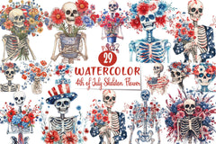 4th of July Skeleton Flower Clipart Bundle - CraftNest - Digital Crafting and Art