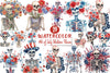 4th of July Skeleton Flower Clipart Bundle