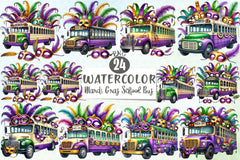 Mardi Gras School Bus Clipart Bundle - CraftNest - Digital Crafting and Art