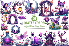 Enchanted Purple Fairies Clipart Bundle - CraftNest - Digital Crafting and Art