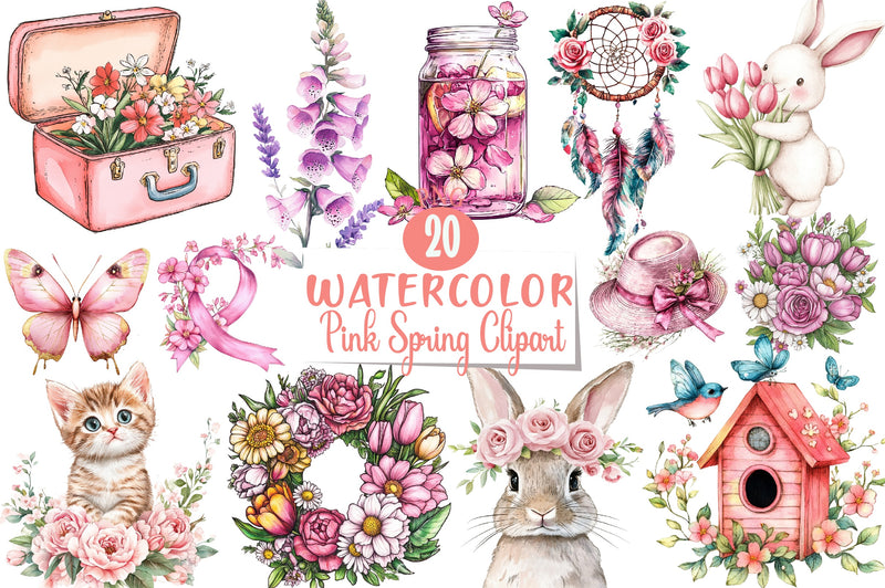 Pink Spring Clipart Bundle 5 - CraftNest - Digital Crafting and Art