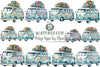 Vintage Hippie Bus Clipart Bundle